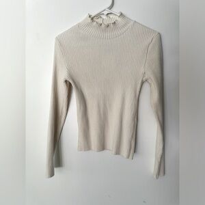 Zara Ribbed Cream Long Sleeve Top NWT
